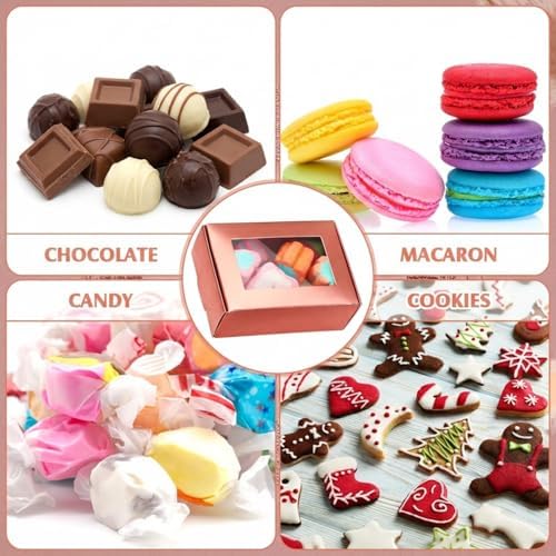 Zonon 60 Pcs Mini Kraft Soap Boxes with Window Homemade,Rose Gold