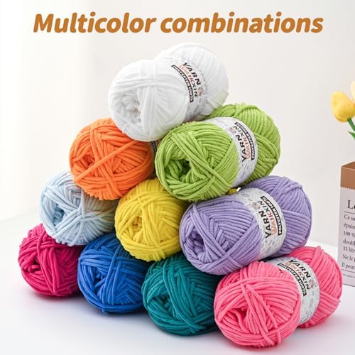 3 Snow White Soft Chenille Yarn for Crocheting, Fluffy Chunky Crochet Yarn for Baby Blanket, (10.58oz/393yds) Fuzzy Velvet Yarn for Amigurumi&DIY Puzzle、Crafts、Scarf