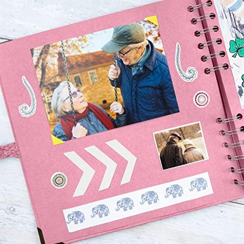 Bstorify Square Scrapbook Photo Albums 8 x 8 Inch Pink Thick Paper, Hardcover, Metal Corners, Ribbon Closure - Ideal for Your Scrapbooking Albums, Art & Craft Projects | Hardcover with Thick 200 GSM Kraft Paper, Ideal for Your Scrapbooking Albums, Art ...