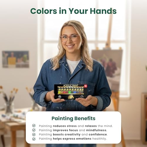 MyArtscape Heavy Body Acrylic Paint Set - 12 x 12ml Acrylic Paint