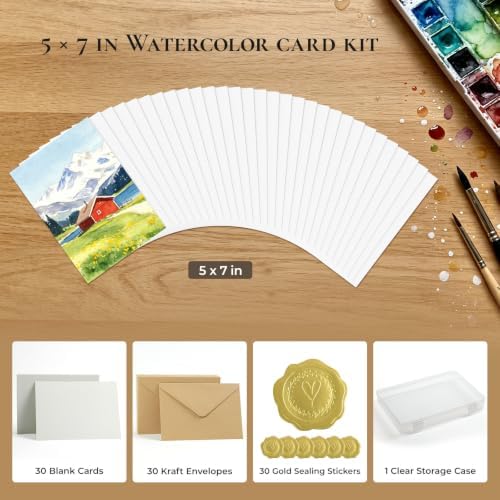 Vienrose Watercolor Cards with Envelopes 30 Pack 5x7 Blank Cards