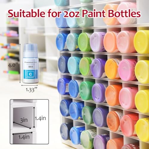 GRETJOB 64 Grids Paint Organizer, Wall Mountable Craft Paint Storage Rack