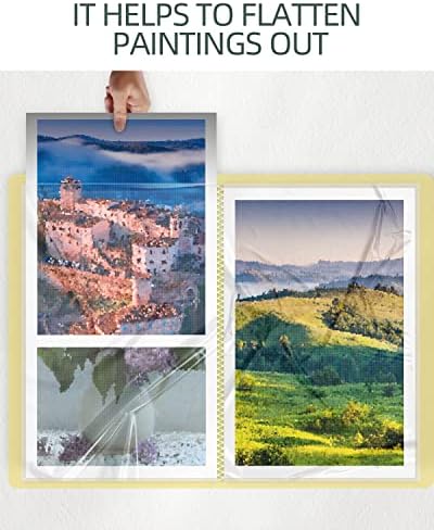 SXhyf A3 Diamond Painting Storage Book for 60 Diamond Painting Pics, 30 Pages Diamond Art Storage Book, Diamond Painting Presentation Portfolio Folder for Artwork (Yellow, A3-16.5 x 12.1 in)