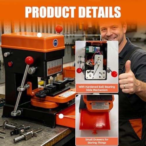 2026new B-668 Vertical Key Cutting Machine 110V220V Multifunctional Key Duplicator with Drill & Cutter, Portable Professional Key Copy Machine for Dimple, Cylindrical, Wave & Ball Keys, Locksmith Tool