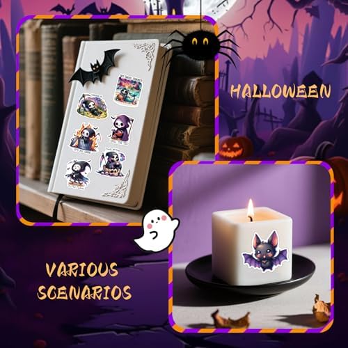 131 Pcs Cute Spooky Halloween Stickers for Journaling & Scrapbooking – Vintage Aesthetic Matte Planner Decals, No-Residue Craft Supplies for Adults, Teens & Junk Journal Lovers