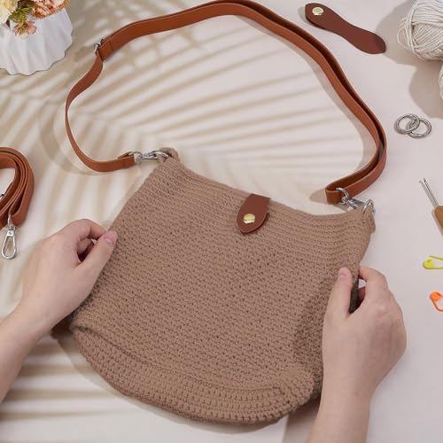 ACRNIGHEET Crochet Bag Kit for Beginners Crochet Purse for Women DIY Tote Bag Making Kit with Step-by-Step Tutorials Knitting Supplies for Adults Crafts Autumn Winter Boho Gift Idea (Khaki)