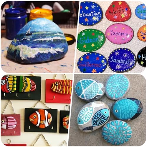 River Rocks for Painting 35 Pcs Large 3.5-5 Inch Flat Smooth Painting Stones Craft Rock to Paint for Kids Crafts Painting Bulk