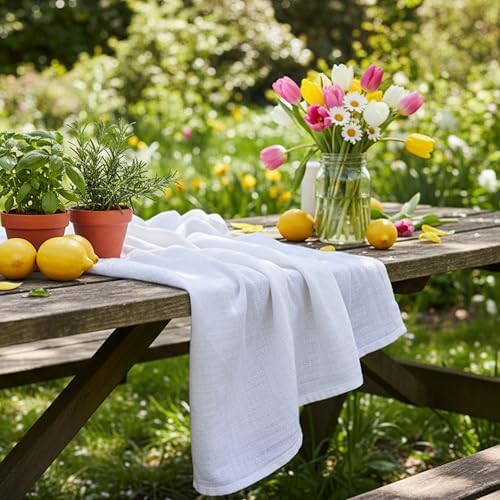 Thick Cotton Napkins – Flour Sack Napkin for Kitchen, Set of 6 (18"x18"), 100% Cotton, Highly Absorbent Hand Towels, Reusable Baking Cloths for Bread Proofing, Pastry & Tea Towels – White