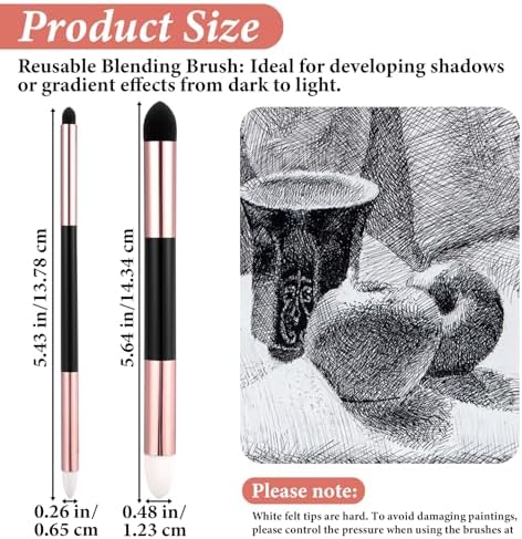 6 Pcs Oil Pastel Tools Artist Blending Sponge Pen Set Dual Tip Sketch Rubbing Sponge Brush Reusable and Washable Drawing Art Brush for Artist Highlight Shadow Sketch Drawing Blend