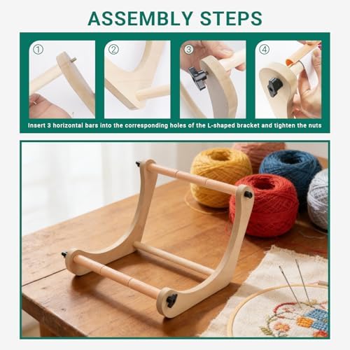 Airo Adjustable Embroidery Table Stand,with 2 Size Rods (11.8" & 15.3"), Cross Stitch Holder for Hand Work & Lap Stitching with Both Hands Free