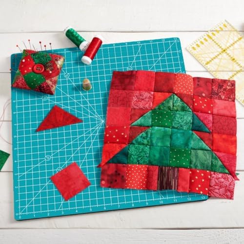 Rotating Self Healing Cutting Mat 14"x14" (13" Grid), Square Sewing Cutting Mat Board Perfect for Fabric Quilting & Art Projects, Turquoise
