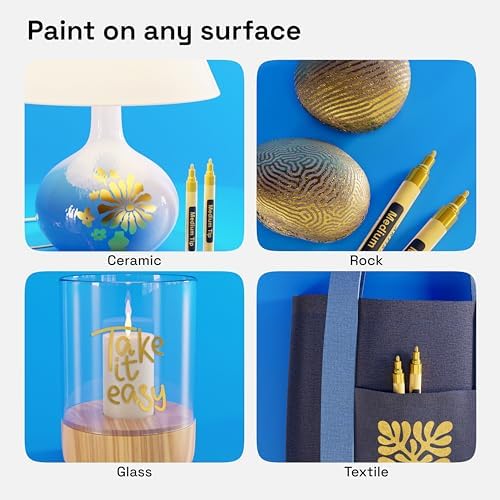 ARTISTRO Gold Acrylic Paint Markers - 3mm Medium-Tip - Set of 2