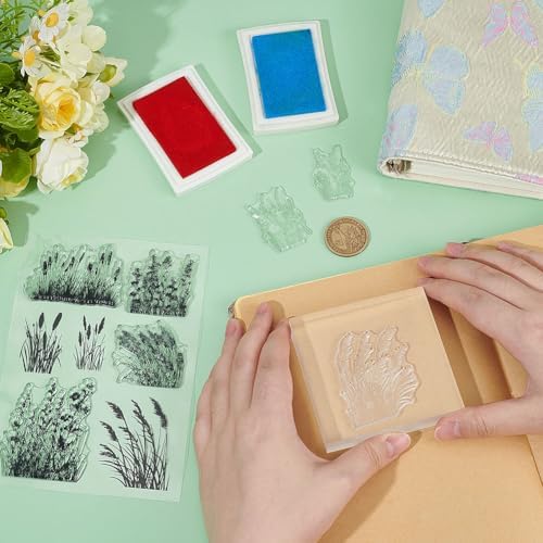 PH PandaHall Grass Weed Clear Stamps for Card Making, Clear Silicone Stamp Transparent Craft Seal Stamp Plants for Photo Scrapbooking Painting Crafting Album Journal Decor