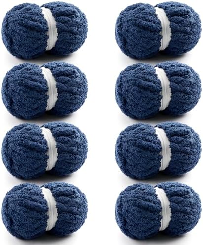 Chunky Yarn for Hand Knitting, Blue Chunky Chenille Yarn for Crocheting