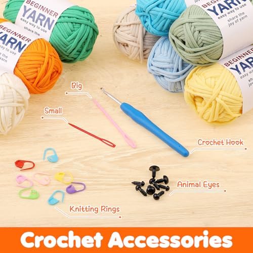 8x50g Beginner Crochet Yarn for Crocheting, 8 Colors Cotton Yarn for Gifts
