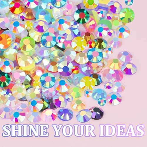 2 Boxes 3mm+5mm Jelly Rhinestones for Bedazzling, 20000Pcs Multicolor Flatback Resin Gems for Crafting, Bedazzler Kit with Tweezer for DIY Crafts Book Fabric Decor Nail Art