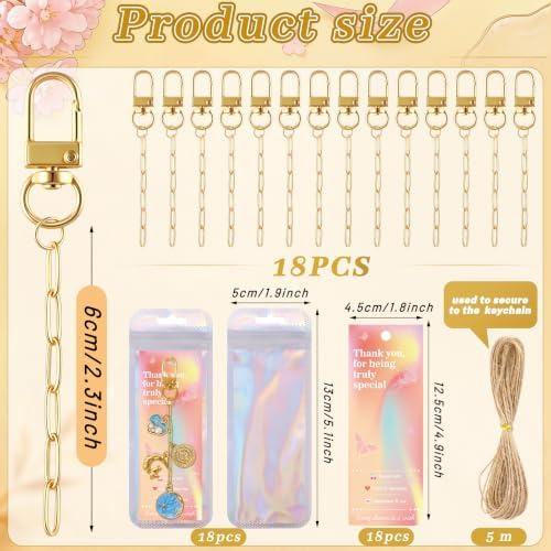 Wurosi 18pcs Paperclip Keychain Making Kit,Key Ring Swivel Snap Hook Chains
