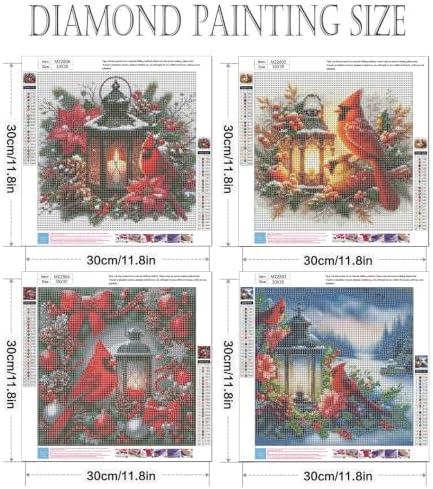 4 Pcs Diamond Art Kits for Adults, 5D Cardinal Diamond Painting Kits
