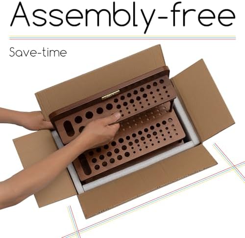 MEEDEN PRO Paint Brush Holder: 2 Tier 89 Holes Wooden Paint Brush Organizer
