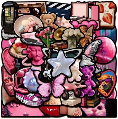 DothRayan 100Pcs Cool Trendy Y2K Stickers, Aesthetic Downtown Girls Stickers Pack for Water Bottle Funny Waterproof Sticker for Teens Adults Vinyl Decals for Laptop Skateboard Party Supplies