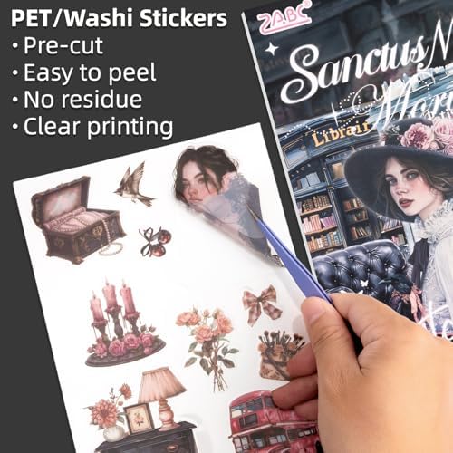 Holy Night BlackBerry Sticker Scrapbooking Supplies for Junk Journal, 20 Sheets PET Stickers - Vintage Journaling Stickers
