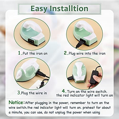 Honoson Mini Craft Iron with Charging Base Tiny,Green