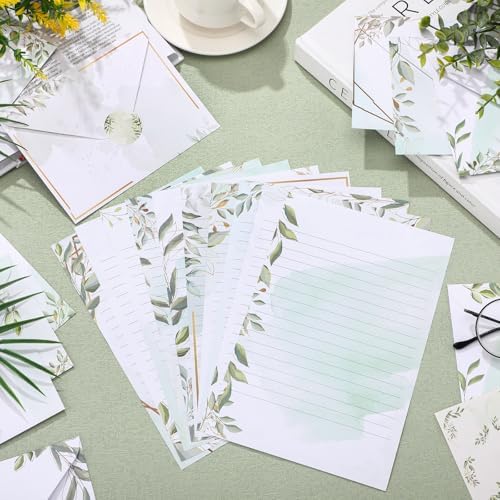 TaoBary 160 Pcs Eucalyptus Stationery Paper and Envelopes Set