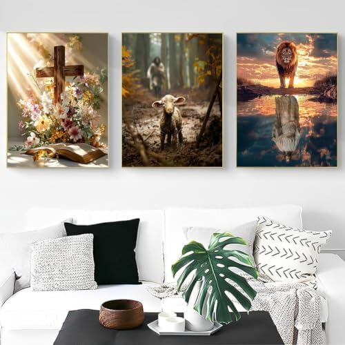 WNPOKN 3Pcs Religious Diamond Art Kits for Adults 12x16inch