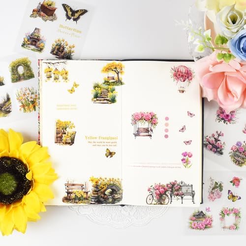 800 pcs Floral Scrapbook Sticker Kit Vintage Flower Junk Journal Sticker