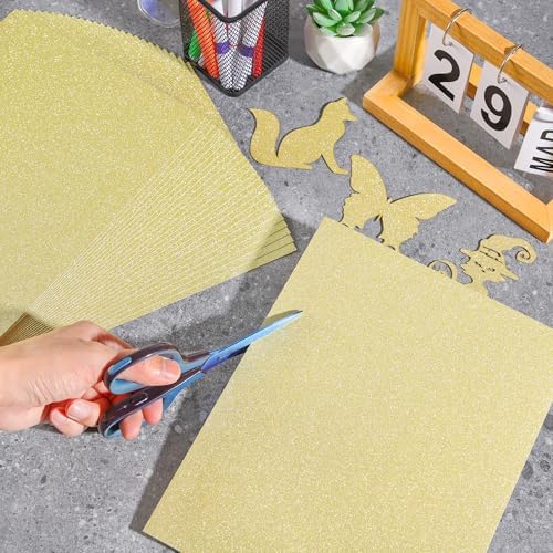 25 Sheets Light Gold Glitter Cardstock 92lb Thick Sparkle Paper 8.5" x 11"