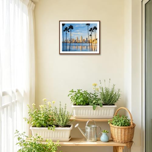 San Diego Cityscape Paint by Number Kits, California Seaside View Hand-painted Art, Sunset Downtown Canvas Acrylic Painting Set, Modern Urban Paint by Numbers for Home Decor(16×20inch, Unframe)