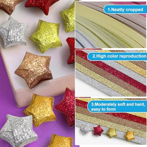 FoDau770 Glitter Star Paper Strips - 520 Sheet, Yellow Series