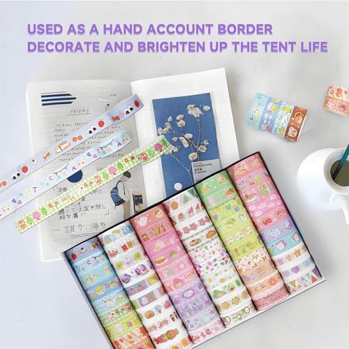 Decorative Washi Tape Set, 15mm Width, 60 Rolls, Colorful Craft Tape for Scrapbooking and DIY