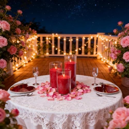 1.1LB Candle Sand- Red Candle Beads, Sand Wax for Wedding Decor Rosa Scented Candle with Wicks Dark Pearled, Wax for Home Decoration Party Gift 85 Burn Hours Refillable Candle Wax DIY Candle Making