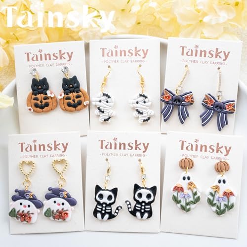 Tainsky Halloween Clay Cutters - 21 Shapes for Polymer Clay Cutters for Earrings（E）