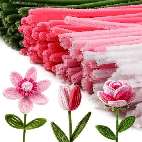 Caydo 200 Pieces Pink Pipe Cleaners for Flowers