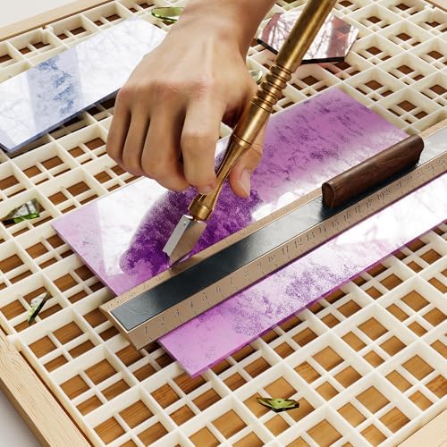 12"x12" Stained Glass Cutting Mat, 2 In 1 Bamboo Stain Cutting Board for Crafting, Stained Glass Tools and Supplies