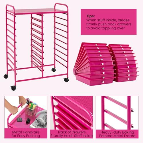COSTWAY 20-Drawer Rolling Storage Cart, Utility Storage Organizer Cart