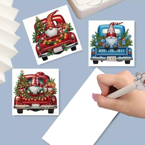 6Pcs Christmas Greeting Card DIY Diamond Art Painting Greeting Cards Blessing Folding Card Kit with White Envelopes Diamond Arts Crafts for Birthday Festival Gift-Goblin03