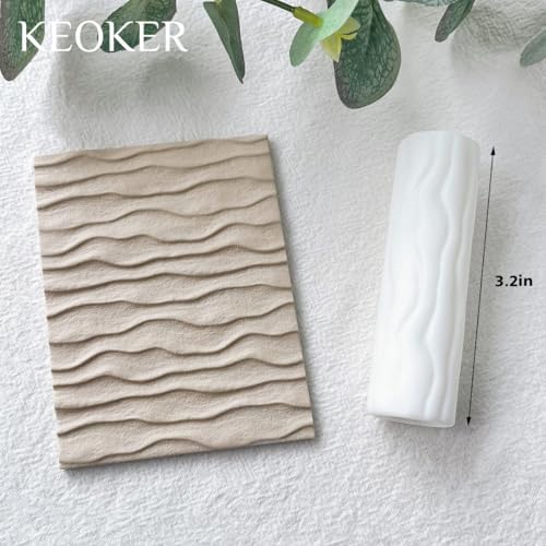 Keoker Ocean Wave Texture Roller for Polymer Clay, 1pc Summer Polymer Clay Texture Roller