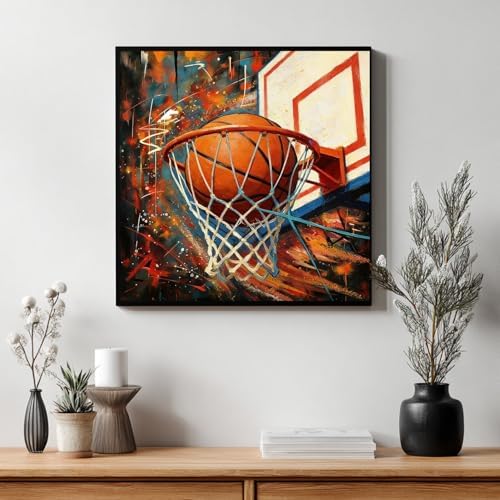 CRZMODE Basketball Paint by Numbers Kit for Adults,Basketball Paint by Numbers for Adults, Acrylic Painting Crafts for Home Decor Gift (16x16inch)