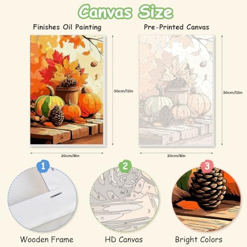 Spandrel Pumpkin Framed Paint by Numbers Kit for Adult, Halloween Adult Paint by Number Kits on Canvas, DIY Acrylic Oil Easy Autumn Painting by Numbers Fall for Home Wall Decor, 8x12in