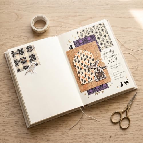 Vintage Helloween Scrapbook Paper Pad Decoupage Origami, 24 Sheets 6-in