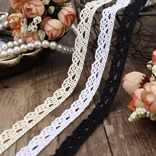 Beige Lace Ribbon 30 Yards Crochet Lace Trim Cotton Sewing for Crafts, Gift Package Wrapping, Bridal Wedding Decoration, Scrapbooking Supplies