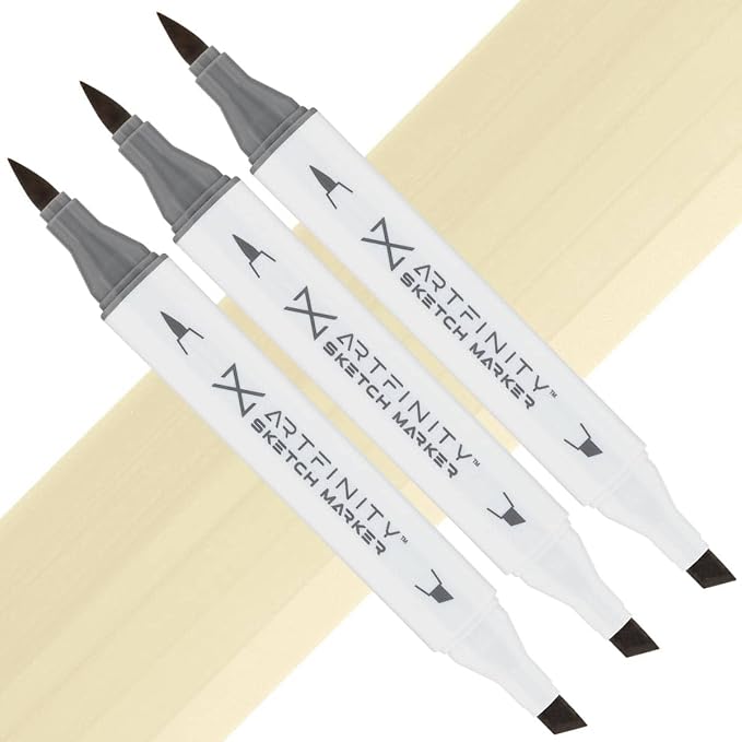 Artfinity Sketch Markers - Set of 3 - Mimosa Yellow YG8-2, Vibrant, Professional, Dye-Based Alcohol Markers for Artists, Drawing, Travel, & More
