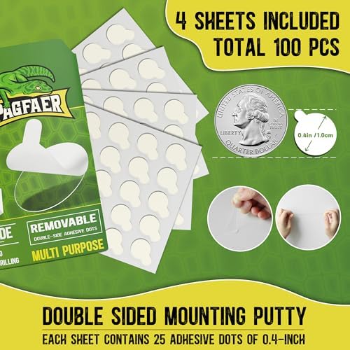 Double Sided Tape Sticky Dot Stickers 100PCS, Removable Sticky Putty No Trace Clear Tack Glue Points Dots, No Damage Museum Putty for Festival Decoration Picture Back to School, 0.4"