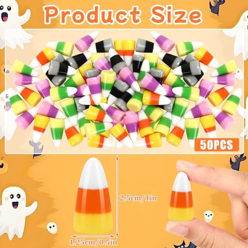 JUNEBRUSHS 50 Pcs Halloween Resin Corn for Halloween Party Crafts Decorations