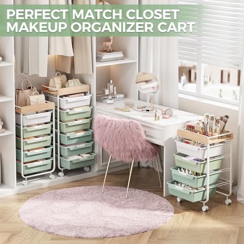 SYKIARIOL Rolling Storage Utility Cart with 4 Drawers,Art Cart,Green