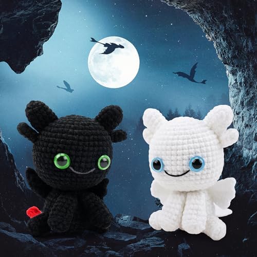 2PCS Dragons Crochet Kit for Beginners Crochet Starter Kit for Adults