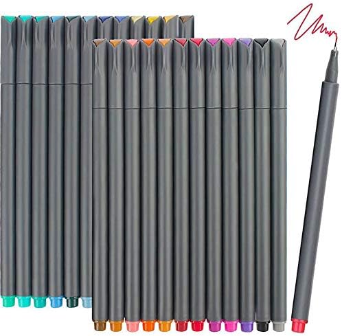 iBayam Fine Tip Pens, Micron Point 0.38mm, 24 Count, Note-Taking Journaling